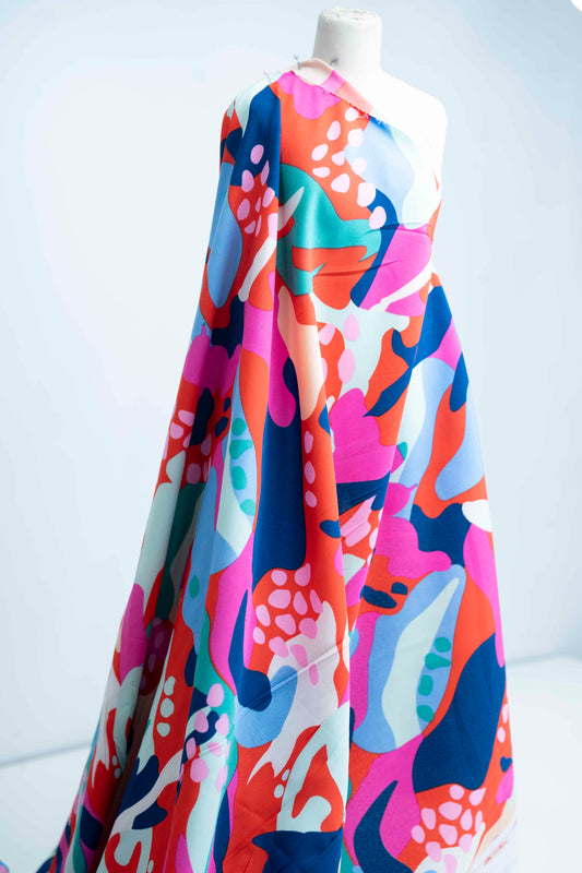 Abstract Organic Print Rayon Challis – Multicolor