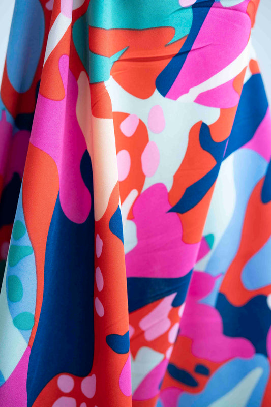 Abstract Organic Print Rayon Challis – Multicolor