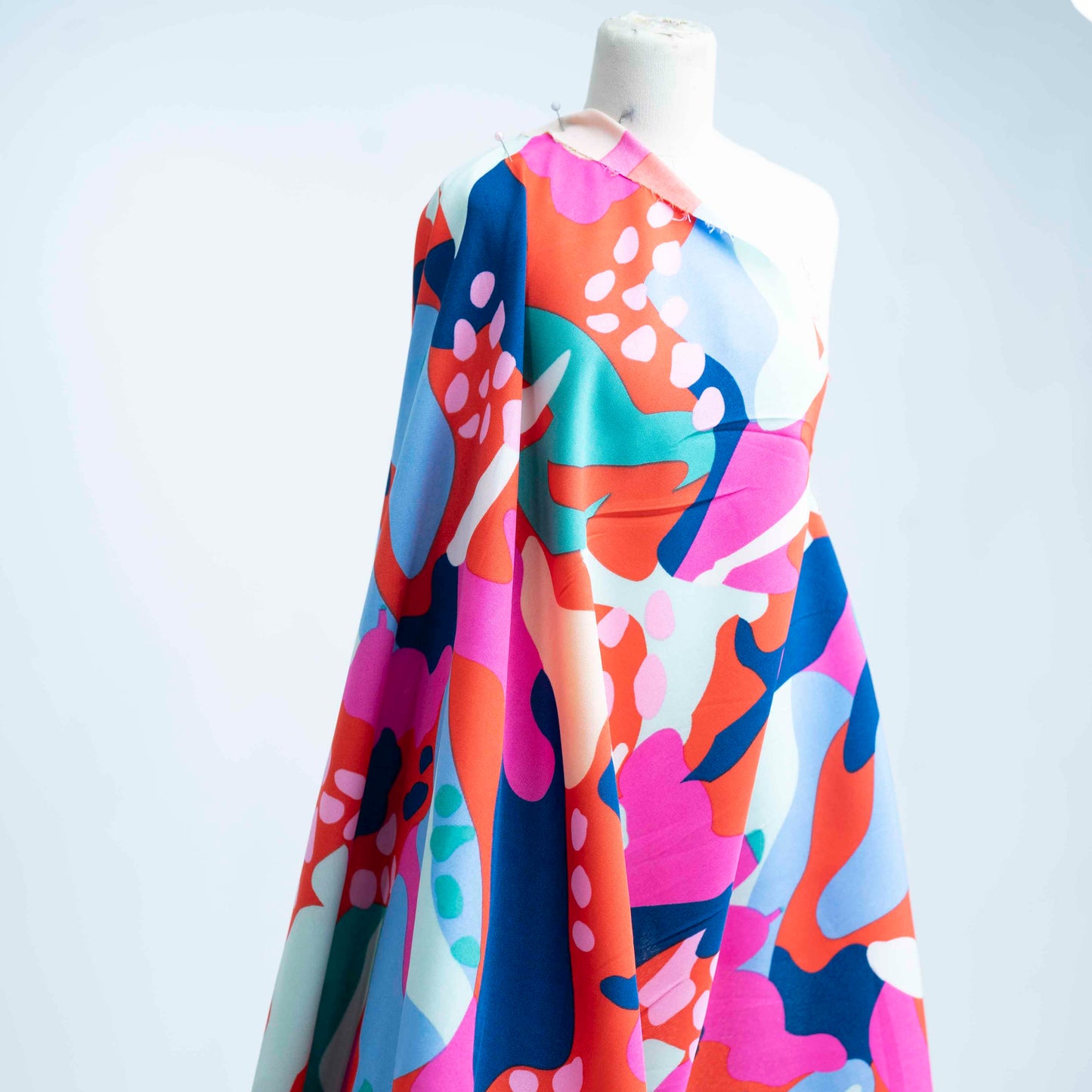 Abstract Print Rayon Challis Fabric by the Yard – Colorful Lightweight Flowy Dressmaking Fabric