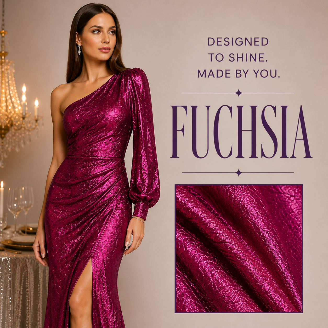 Metallic Crushed Brocade Fabric