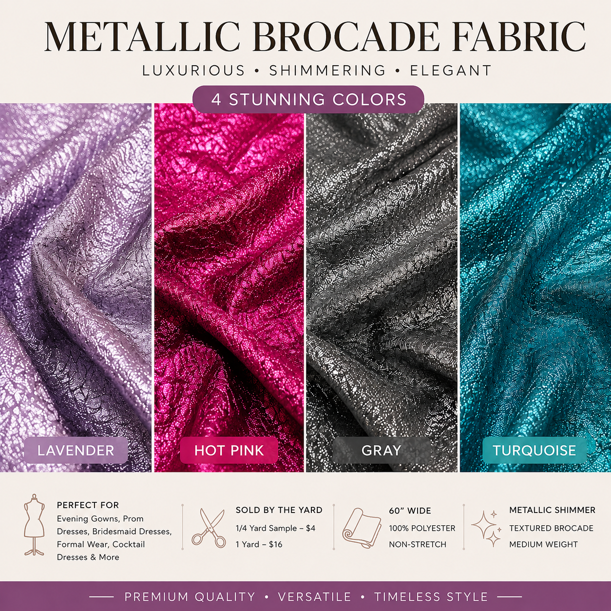Metallic Crushed Brocade Fabric