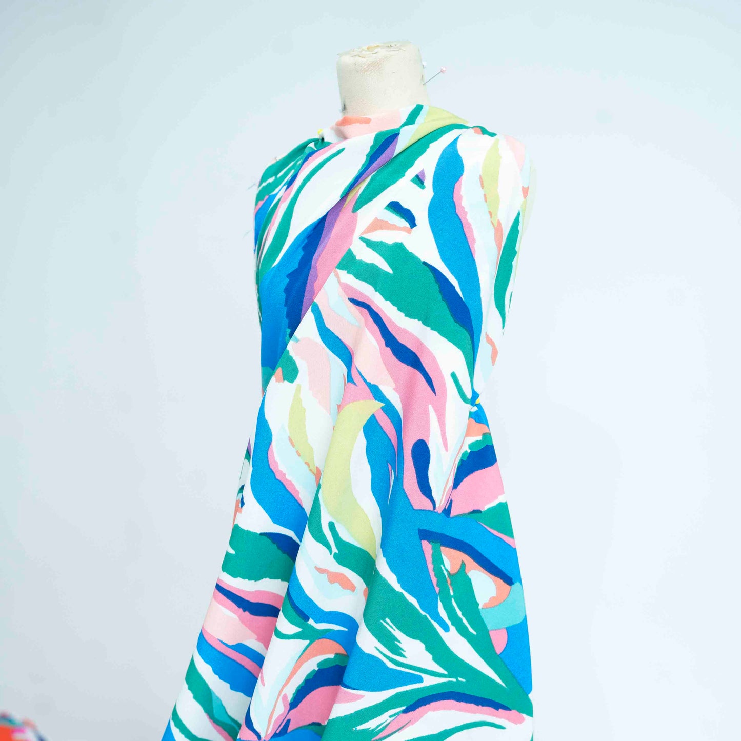 Abstract Print Rayon Challis Fabric by the Yard – Colorful Lightweight Flowy Dressmaking Fabric