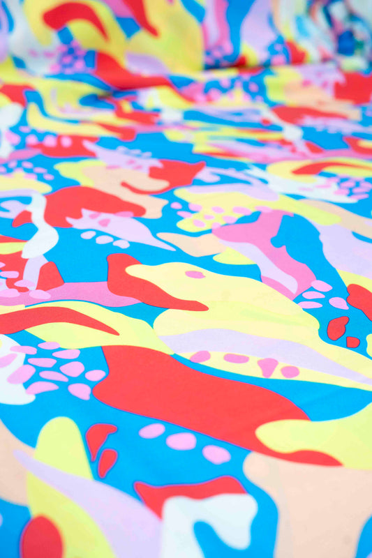 Abstract Colorful Print Rayon Challis Fabric by the Yard – Multicolor