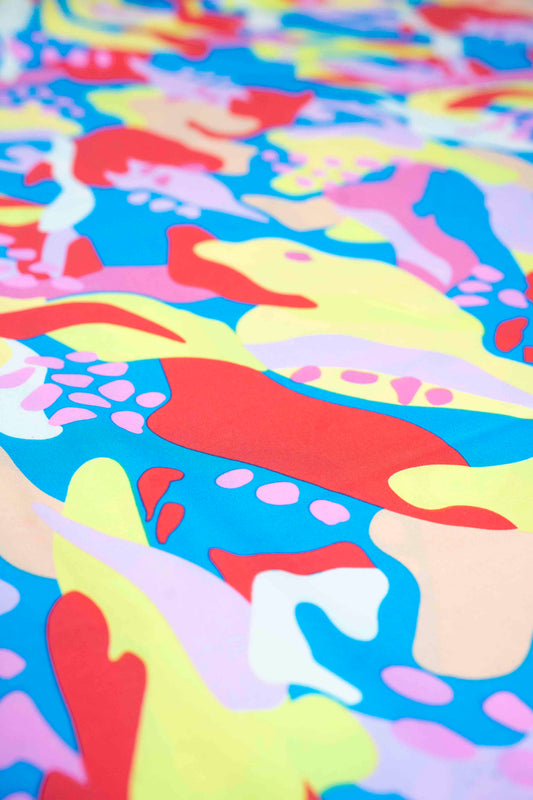 Abstract Colorful Print Rayon Challis Fabric by the Yard – Multicolor