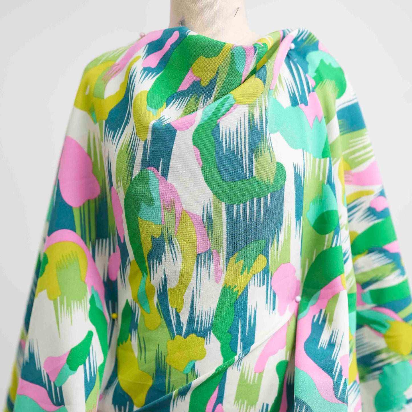 Abstract Print Rayon Challis Fabric by the Yard – Colorful Lightweight Flowy Dressmaking Fabric